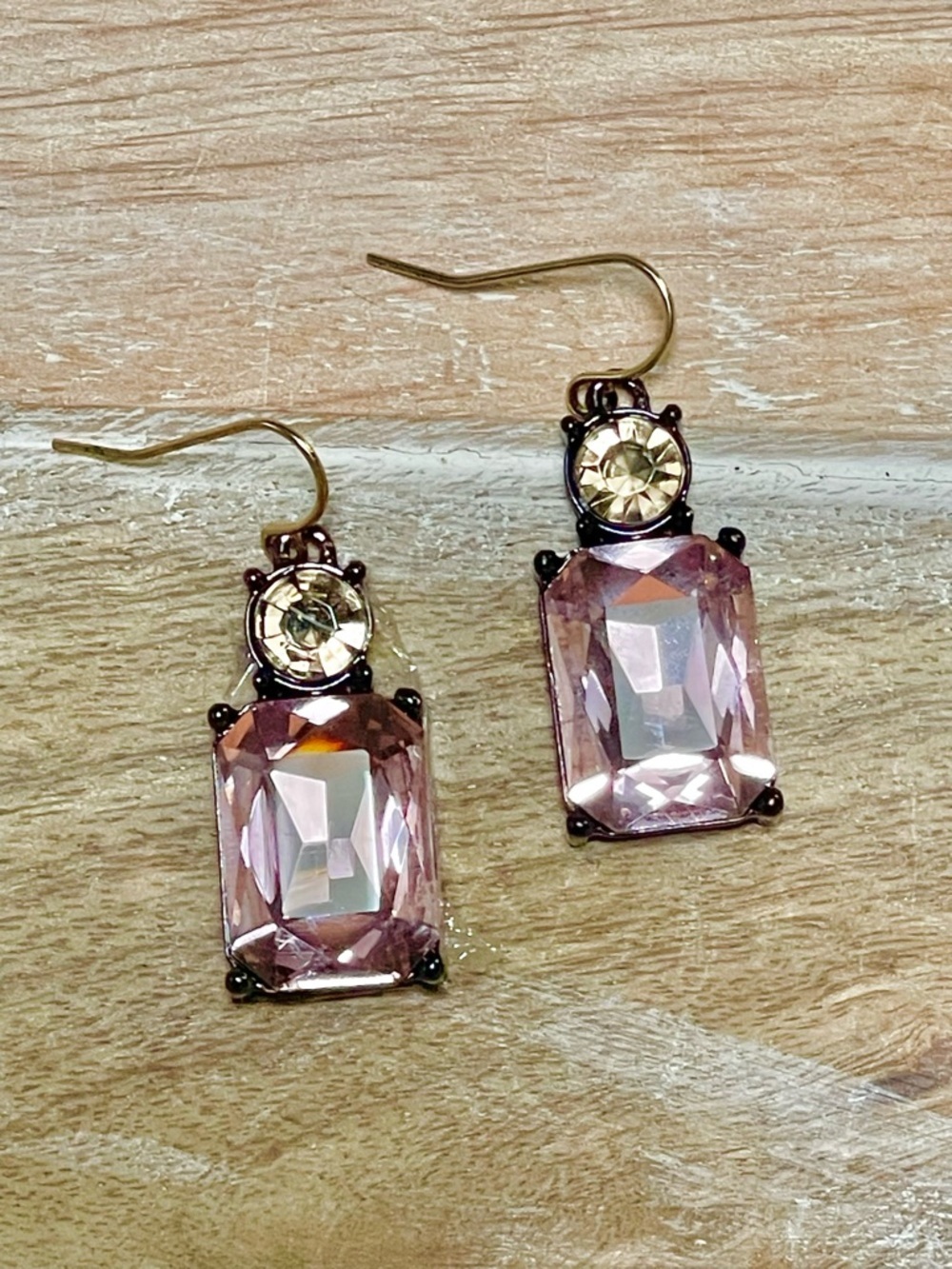 Light Pink Crystal Drop Earrings - Elegant Women's Jewelry